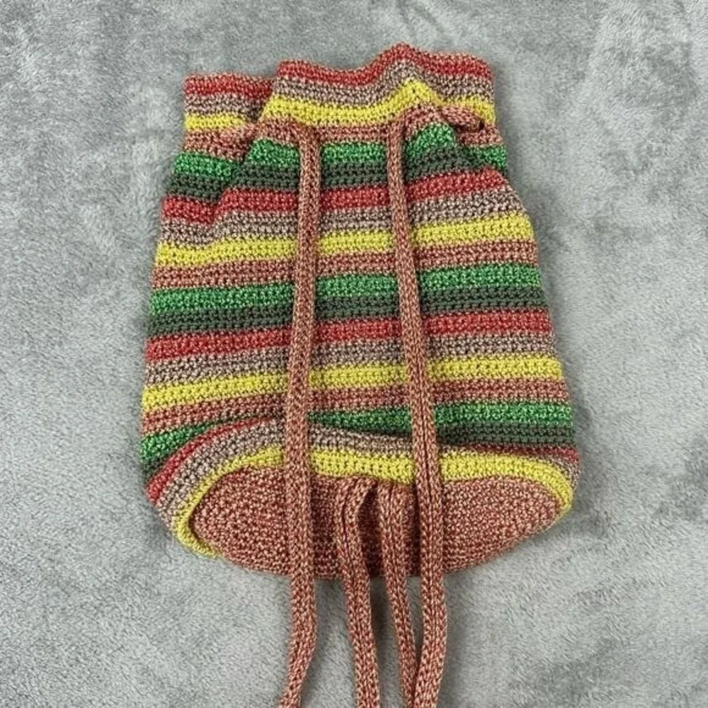 The Sak Dylan Crochet Backpack Striped Drawstring‎ Bag